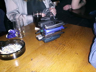 Geeky phone fest... how many mobiles does it take to keep these people in touch.... (Only one is WAP though!)